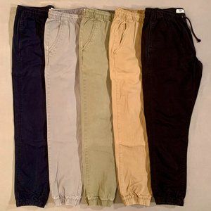 (5) Old Navy Twill Jogger Pants Black Navy Gray Army Green Khaki